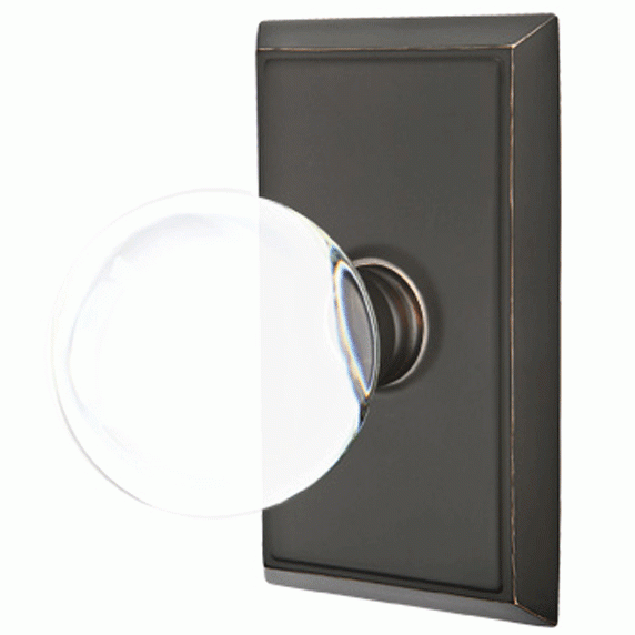 Crystal Bristol Door Knob Set With Rectangular Rosette (Several Finish Options) EMTEK