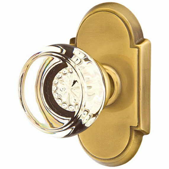 Crystal Georgetown Door Knob Set With # 8 Rosette (Several Finish Options) EMTEK