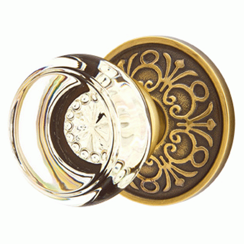 Emtek Crystal Georgetown Door Knob Set With Lancaster Rosette EMTEK