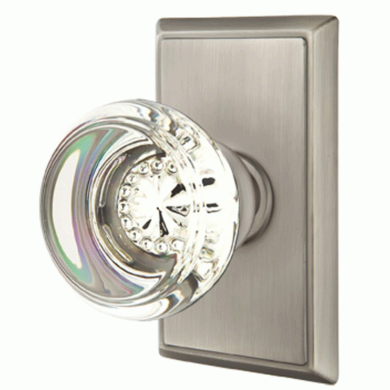 Crystal Georgetown Door Knob Set With Rectangular Rosette (Several Finish Options) EMTEK