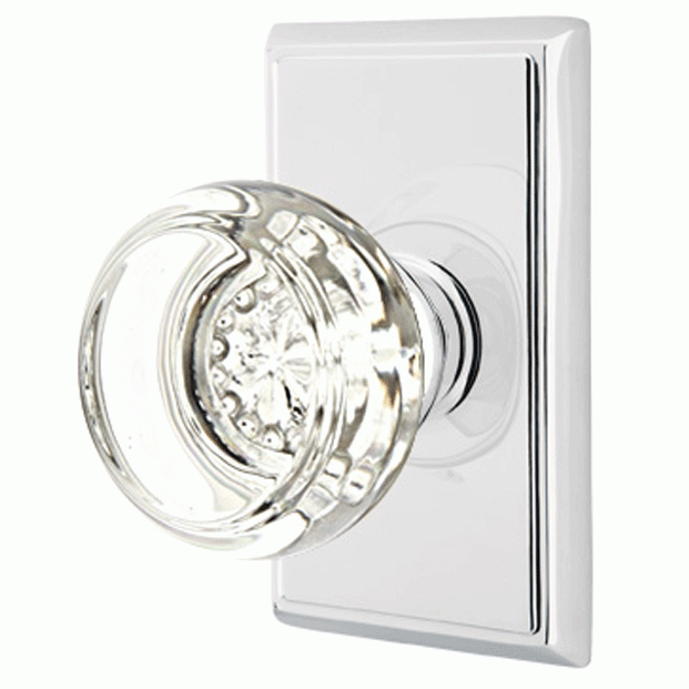 Crystal Door Hardware - Georgetown Privacy Door Knob with Rectangular Rose in Flat Black - 8221GTUS19 - Emtek Hardware EMTEK