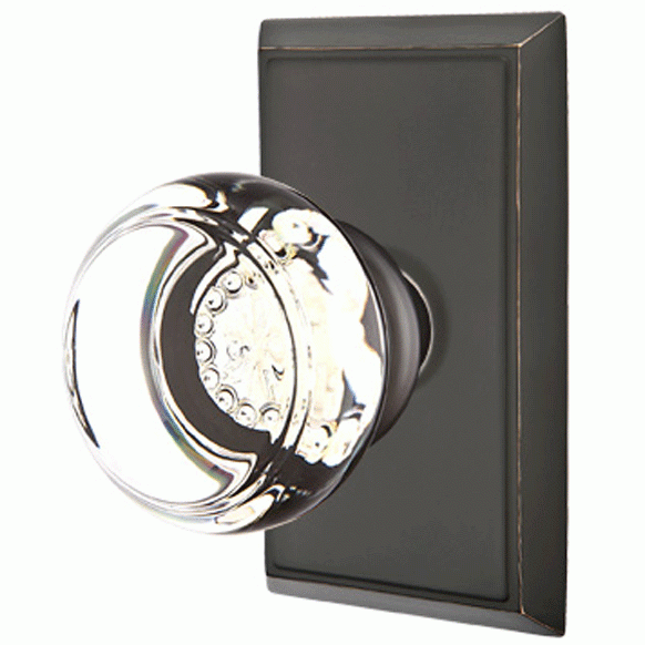 Crystal Door Hardware - Georgetown Privacy Door Knob with Rectangular Rose in Flat Black - 8221GTUS19 - Emtek Hardware EMTEK