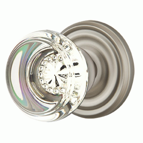 Emtek 810GT Georgetown Crystal Passage Knobset with Brass Rosette Pewter Knobset Passage EMTEK