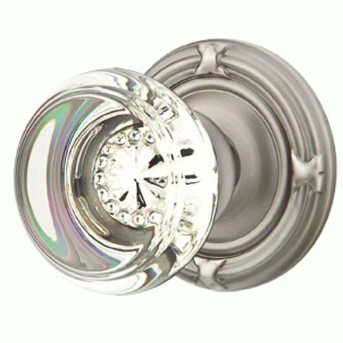 Emtek Crystal Georgetown Door Knob Set With Ribbon & Reed Rosette (Several Finish Options) EMTEK