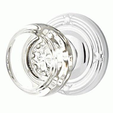 Emtek Crystal Georgetown Door Knob Set With Ribbon & Reed Rosette (Several Finish Options) EMTEK