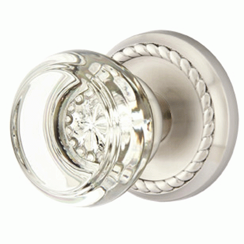 Crystal Georgetown Door Knob Set With Rope Rosette (Several Finish Options) EMTEK