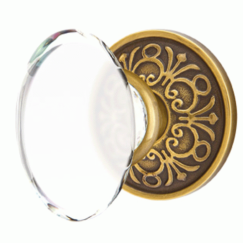 Emtek Crystal Hampton Door Knob Set With Lancaster Rosette (Several Finish Options) EMTEK