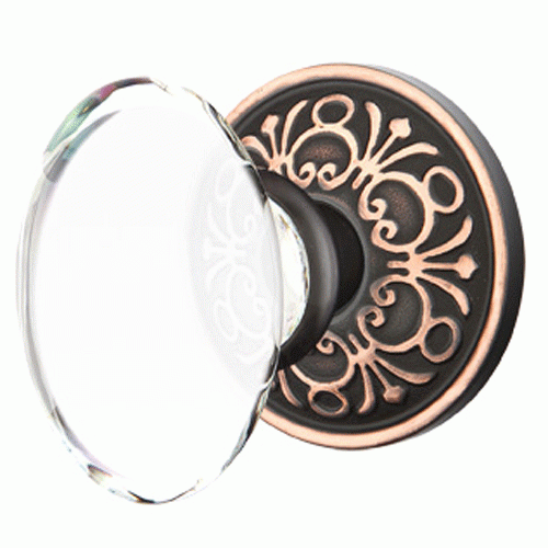 Emtek Crystal Hampton Door Knob Set With Lancaster Rosette (Several Finish Options) EMTEK