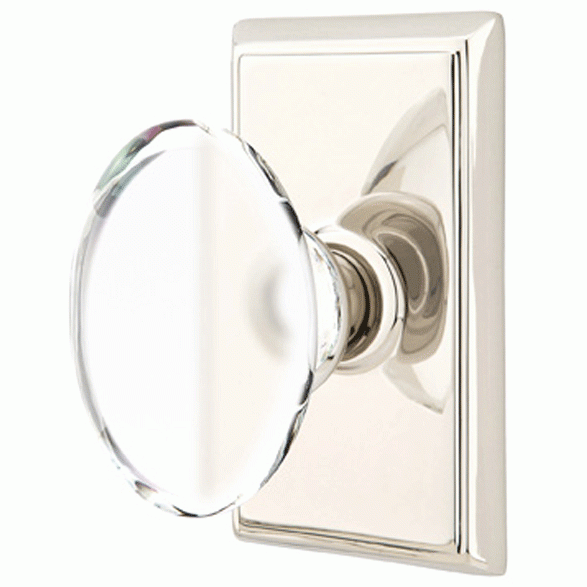 Crystal Hampton Door Knob Set With Rectangular Rosette (Several Finish Options) EMTEK