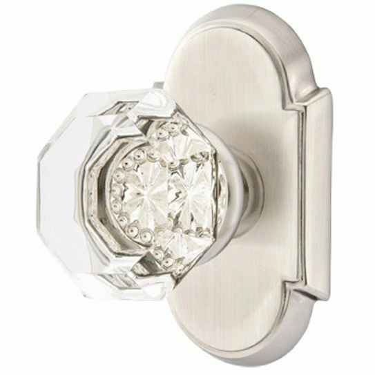 Emtek Crystal Old Town Clear Door Knob Set With # 8 Rosette (Several Finish Options) EMTEK