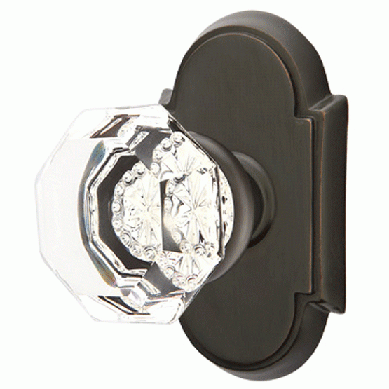 Emtek Crystal Old Town Clear Door Knob Set With # 8 Rosette (Several Finish Options) EMTEK