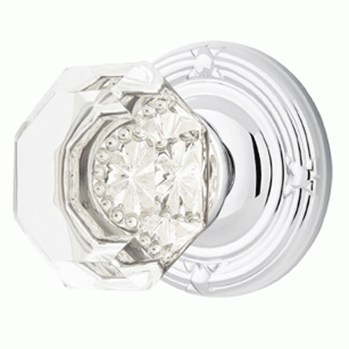 Emtek Crystal Old Town Clear Door Knob Set With Ribbon & Reed Rosette (Several Finish Options) EMTEK