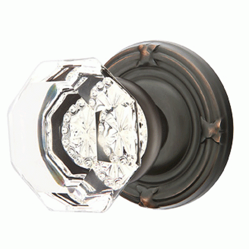 Emtek Crystal Old Town Clear Door Knob Set With Ribbon & Reed Rosette (Several Finish Options) EMTEK