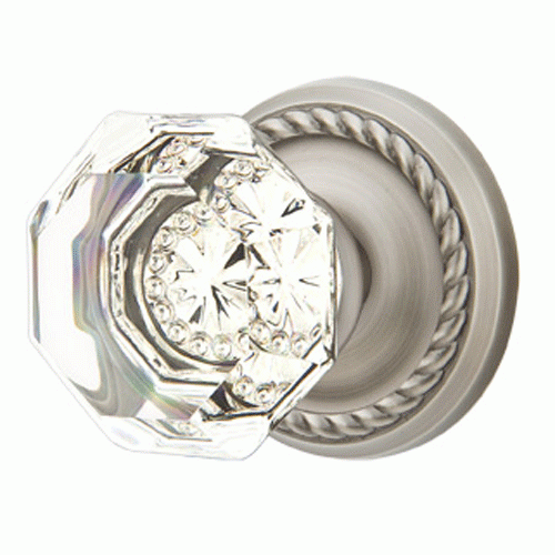 Crystal Old Town Clear Door Knob Set With Rope Rosette (Several Finish Options) EMTEK