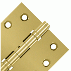 4 Inch X 4 Inch Ball Bearing Hinge Interchangeable Finials (Square Corner, PVD Polished Brass Finish) DELTANA