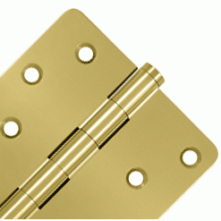 4 Inch X 4 Inch Solid Brass Zig-Zag Hinge (1/4 Radius Corner, PVD Polished Brass Finish) DELTANA