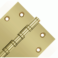 4 1/2 Inch X 4 1/2 Inch Solid Brass Four Ball Bearing Square Hinge (PVD Polished Brass Finish) DELTANA