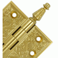 3 1/2 X 3 1/2 Inch Solid Brass Ornate Finial Style Hinge (PVD Finish) DELTANA