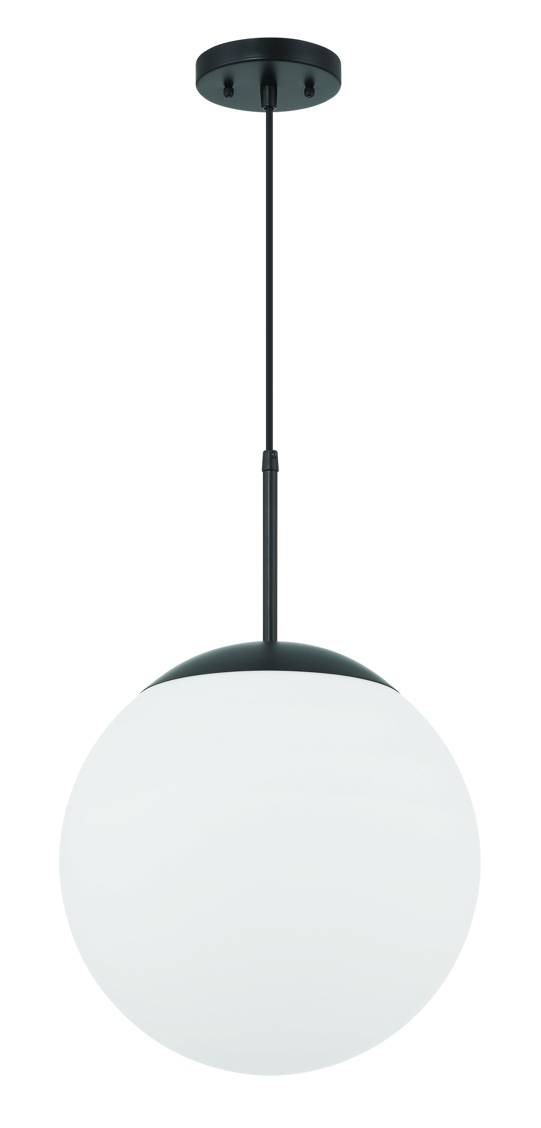 Gaze 14" 1 Light Round Pendant in Flat Black, White Glass CRAFTMADE