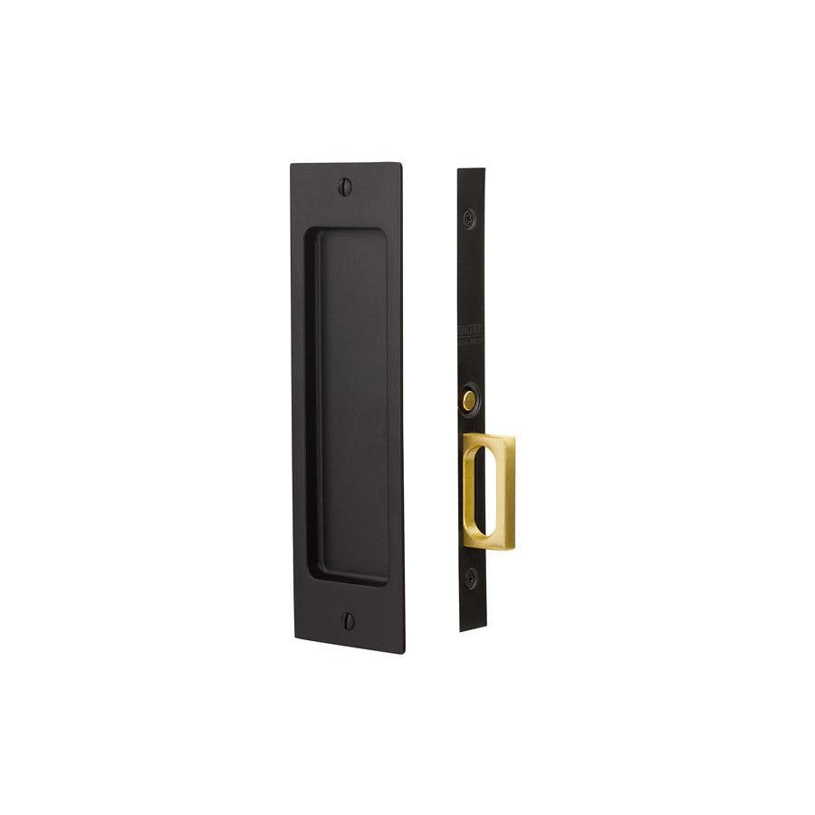 Emtek Sandcast Bronze Rustic Modern Rectangular Mortise Pocket Door (Several Finishes Available) EMTEK