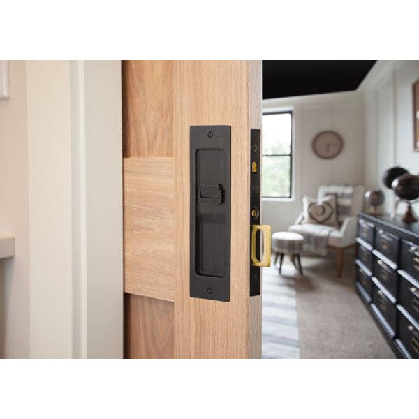 Emtek Sandcast Bronze Rustic Modern Rectangular Mortise Pocket Door (Several Finishes Available) EMTEK