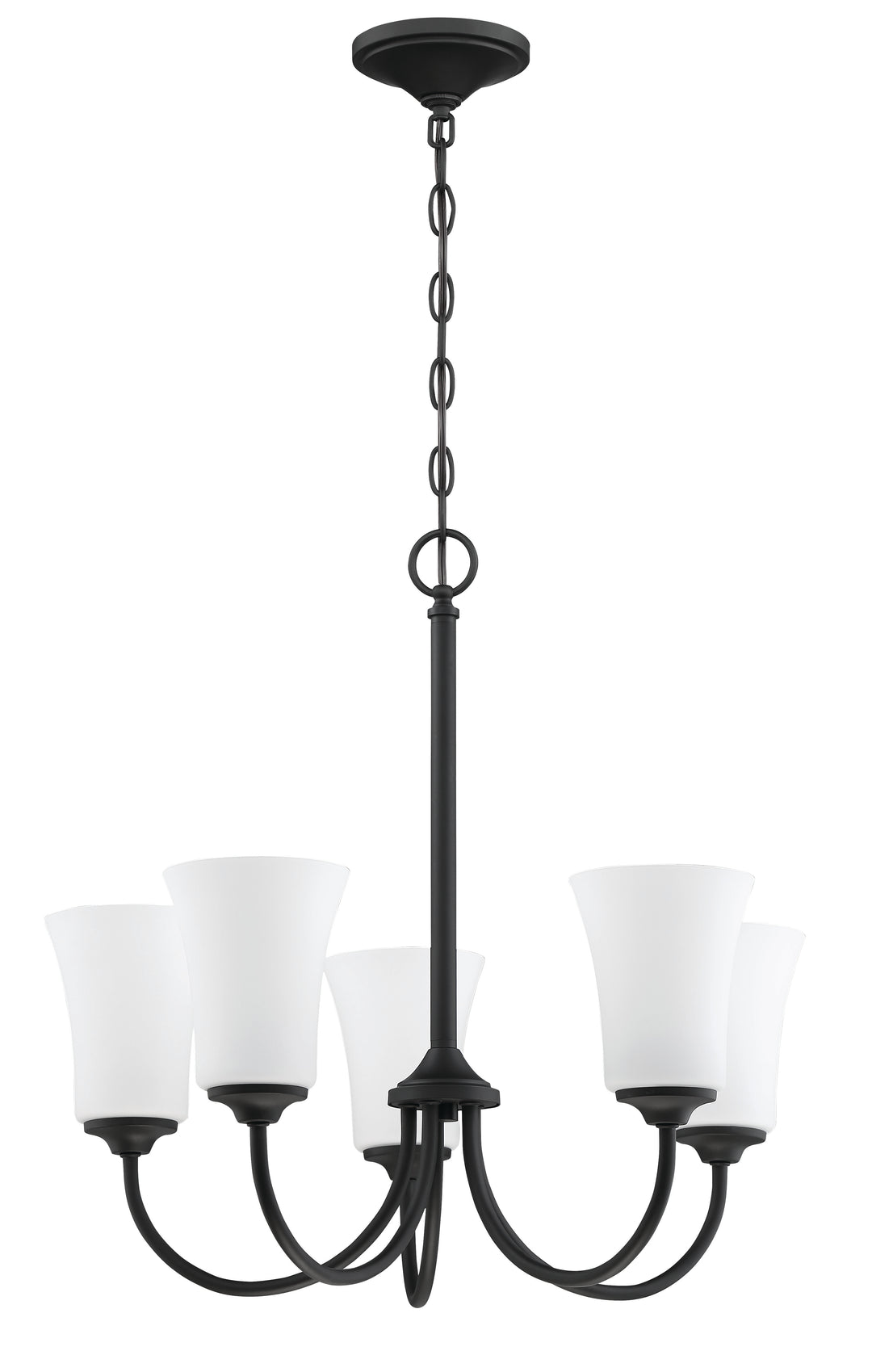 Gwyneth 5 Light Chandelier in Flat Black (White Glass) CRAFTMADE