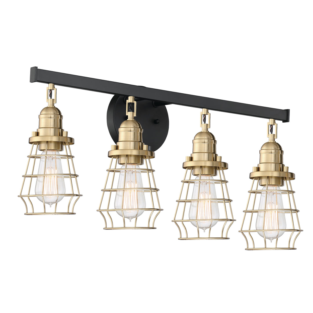 Thatcher 4 Light Vanity in Flat Black/Satin Brass CRAFTMADE