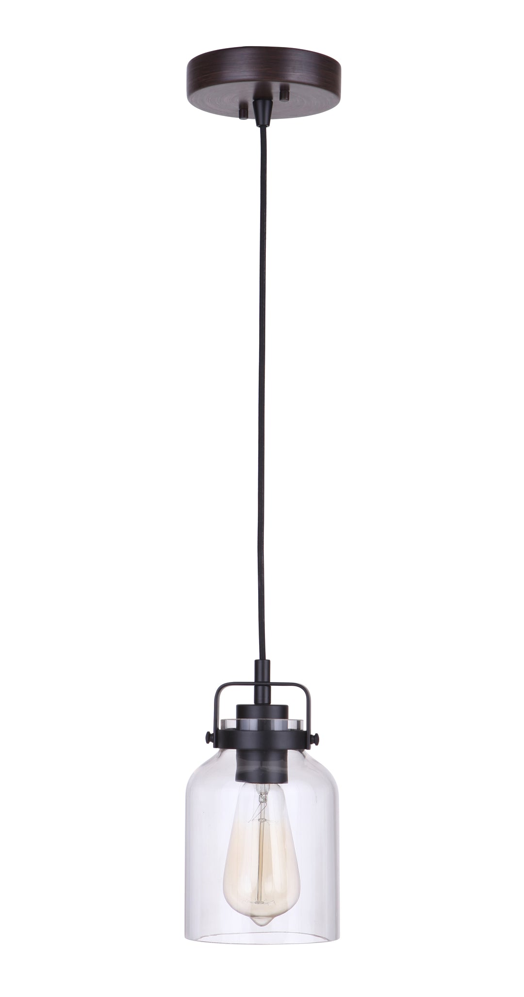 Foxwood 1 Light Mini Pendant in Flat Black/Dark Teak CRAFTMADE