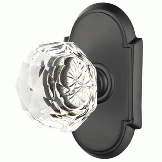 Diamond Crystal Door Knob Set With # 8 Rosette (Several Finish Options) EMTEK