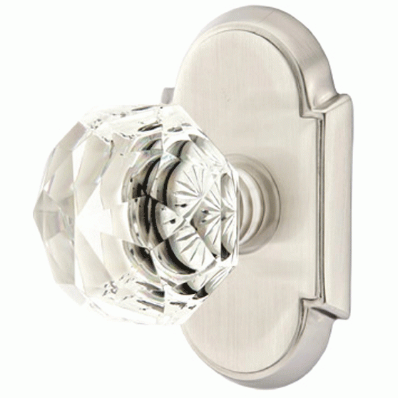 Diamond Crystal Door Knob Set With # 8 Rosette (Several Finish Options) EMTEK