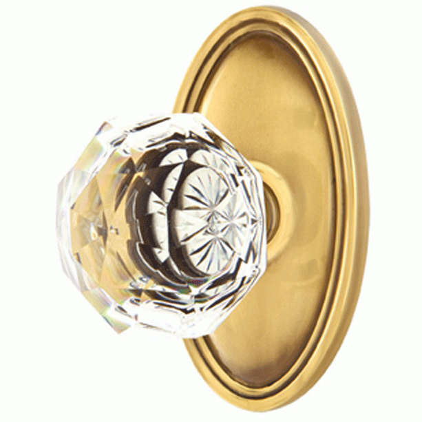 Diamond Crystal Door Knob Set With Oval Rosette (Several Finish Options) EMTEK