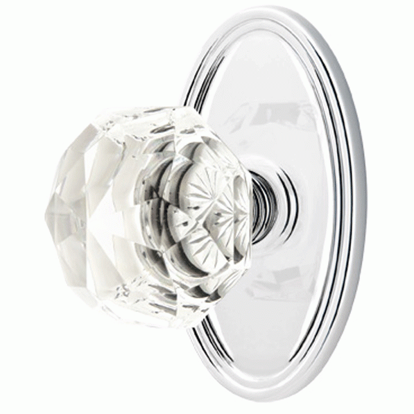 Diamond Crystal Door Knob Set With Oval Rosette (Several Finish Options) EMTEK