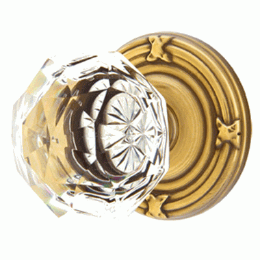 Emtek Diamond Crystal Door Knob Set With Ribbon & Reed Rosette (Several Finish Options) EMTEK