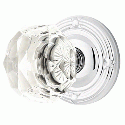 Emtek Diamond Crystal Door Knob Set With Ribbon & Reed Rosette (Several Finish Options) EMTEK