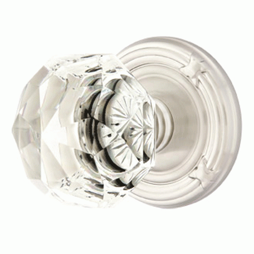 Emtek Diamond Crystal Door Knob Set With Ribbon & Reed Rosette (Several Finish Options) EMTEK