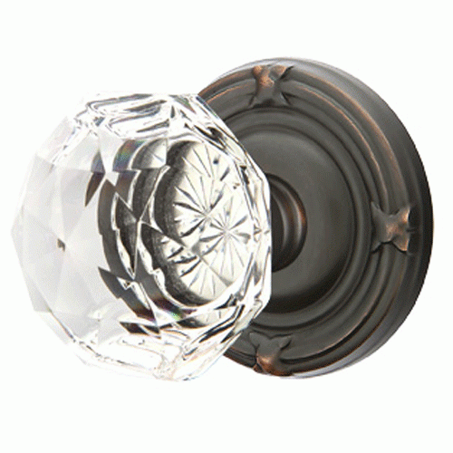 Emtek Diamond Crystal Door Knob Set With Ribbon & Reed Rosette (Several Finish Options) EMTEK