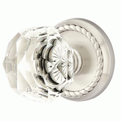 Diamond Crystal Door Knob Set With Rope Rosette (Several Finish Options) EMTEK