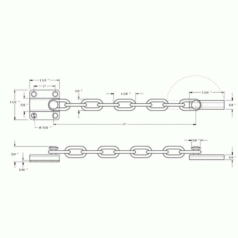 Door Guards, Security, Solid Brass Door Guard, Chain / Doorbolt  (Antique Nickel Finish) DELTANA