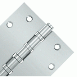 4 1/2 Inch X 4 1/2 Inch Solid Brass Four Ball Bearing Square Hinge (Chrome Finish) DELTANA