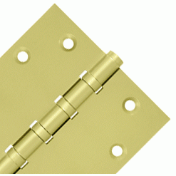 4 1/2 Inch X 4 1/2 Inch Solid Brass Four Ball Bearing Square Hinge (Brushed Brass Finish) DELTANA