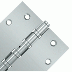 4 1/2 Inch X 4 1/2 Inch Solid Brass Non-Removable Pin Square Hinge (Chrome Finish) DELTANA