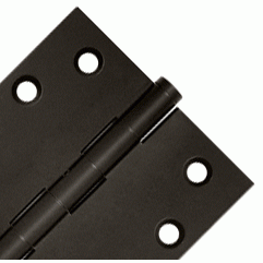 Pair 4 Inch X 4 Inch Non-Removable Pin Hinge Interchangeable Finials (Square Corner, Oil Rubbed Bronze Finish) DELTANA