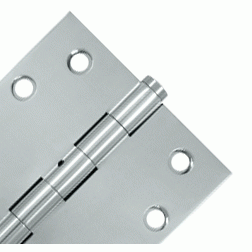 Pair 4 Inch X 4 Inch Non-Removable Pin Hinge Interchangeable Finials (Square Corner, Chrome Finish) DELTANA