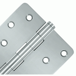 4 Inch X 4 Inch Solid Brass Zig-Zag Hinge (1/4 Radius Corner, Chrome Finish) DELTANA