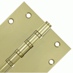 5 Inch X 5 Inch Solid Brass Four Ball Bearing Square Hinge (Unlacquered Brass Finish) DELTANA