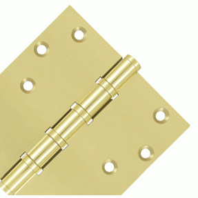 6 Inch X 6 Inch Solid Brass Ball Bearing Square Hinge (Unlacquered Brass Finish) DELTANA