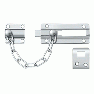 Door Guards, Security, Solid Brass Door Guard, Chain / Doorbolt (Polished Chrome Finish) DELTANA