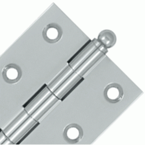 2 1/2 Inch x 2 Inch Solid Brass Cabinet Hinges (Polished Chrome Finish) DELTANA