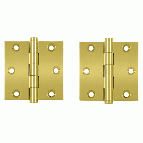 3 X 3 Inch Solid Brass Hinge Interchangeable Finials (Square Corner, PVD Polished Brass Finish) DELTANA