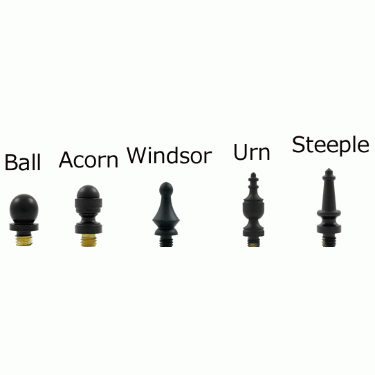 Pair 3 1/2 Inch X 3 1/2 Inch Solid Brass Hinge Interchangeable Finials (5/8 Radius Corner, Paint Black Finish) DELTANA